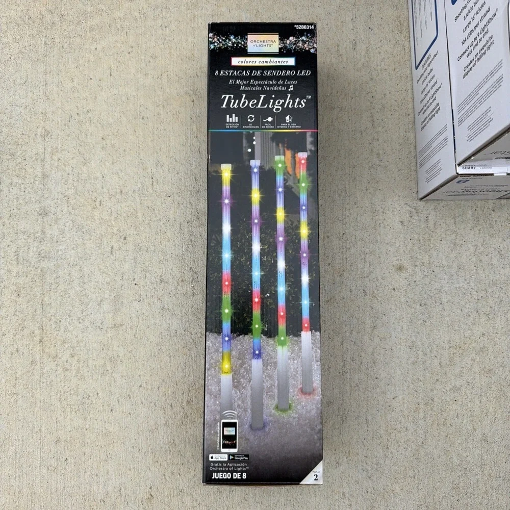 8 Ct Gemmy Orchestra of Lights Color-Changing LED Tube Lights Pathway Lights